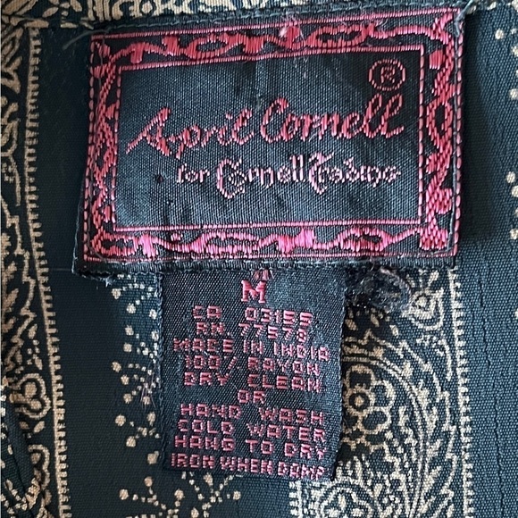 APRIL CORNELL Long Duster Button Front Coat Striped Floral Boho Chic Western - Picture 9 of 16